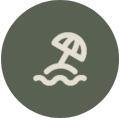 beach umbrella with water icon