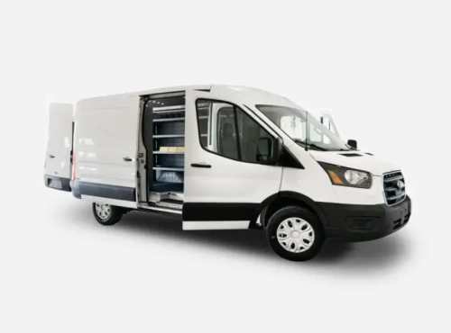 white cargo van with doors open