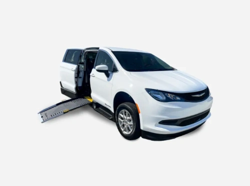 passenger van with wheelchair ramp in white